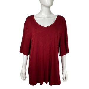 Amazon Find Burgundy Short Bell Sleeve Loose Fit V-Neck Top